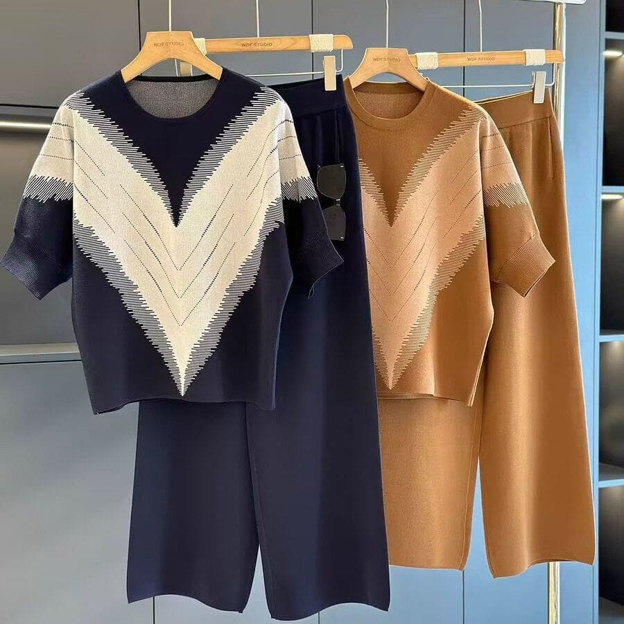 Chevron Knit Co-Ord Set – Premium Two-Piece Loungewear