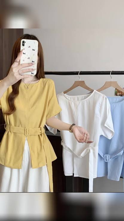 Imported linen cordset with belt Freesize