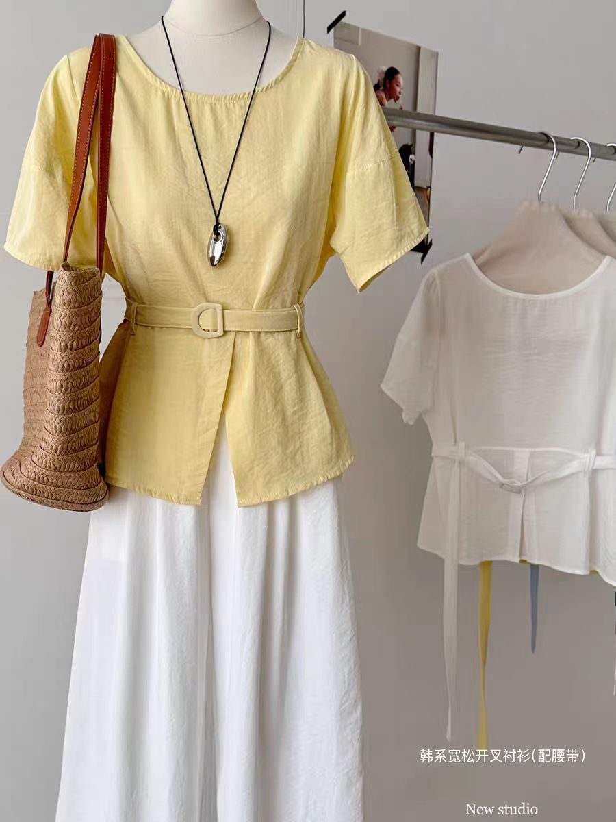 Imported linen cordset with belt Freesize