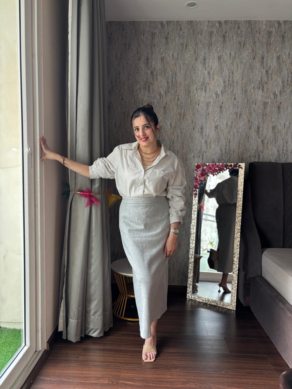 Two piece skirt and shirt formal set