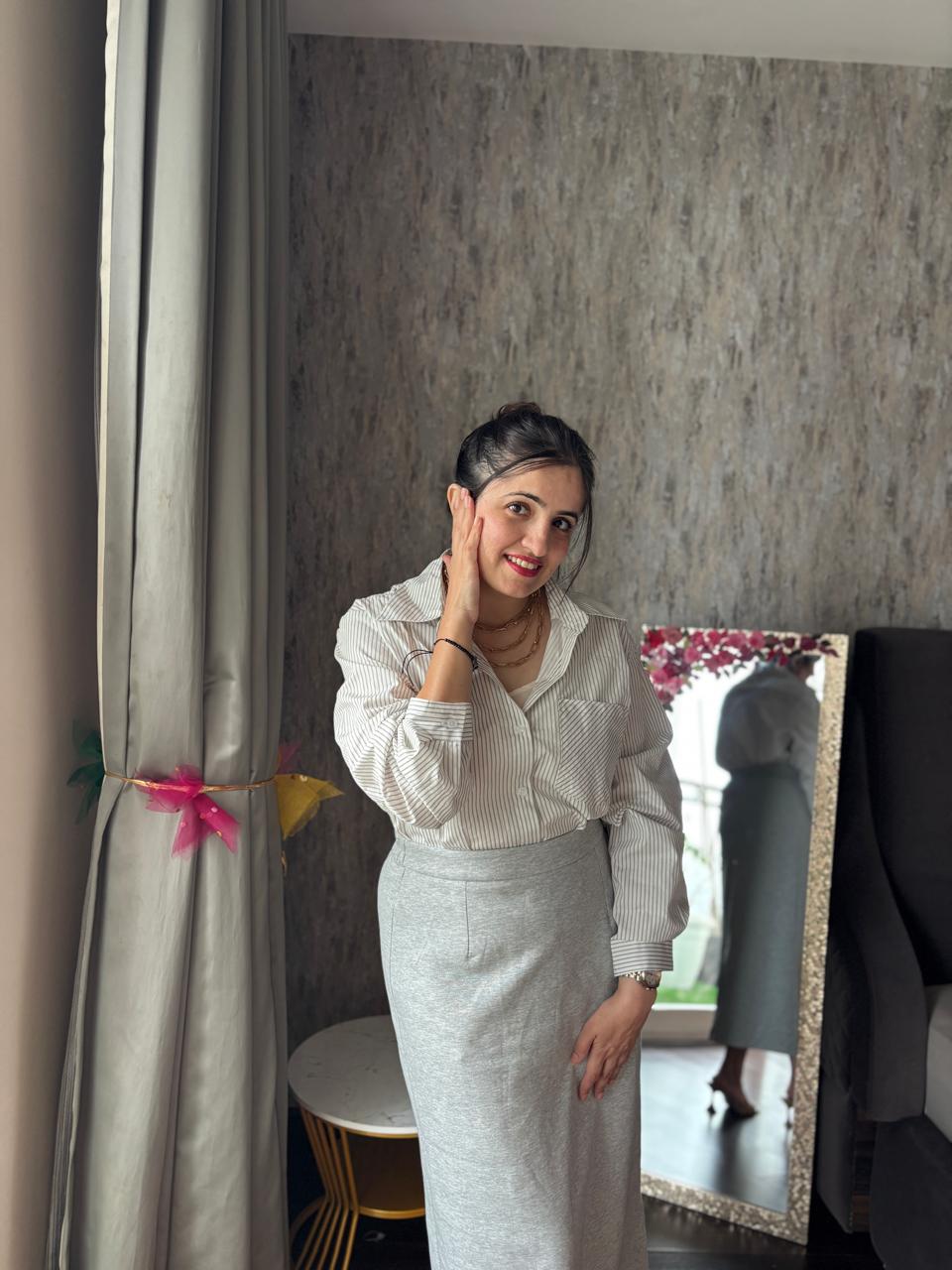 Two piece skirt and shirt formal set