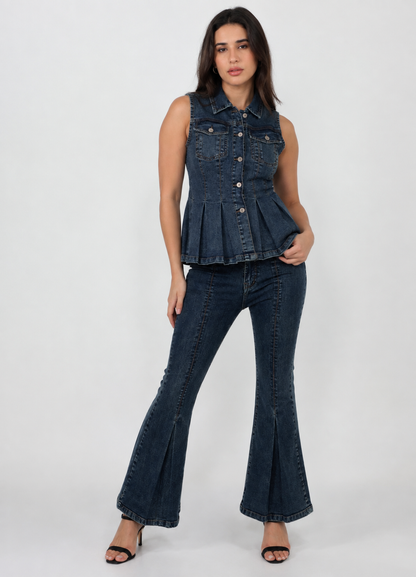 Denim Peplum Co-Ord Set