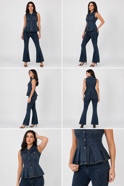 Denim Peplum Co-Ord Set
