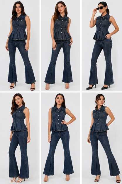 Denim Peplum Co-Ord Set