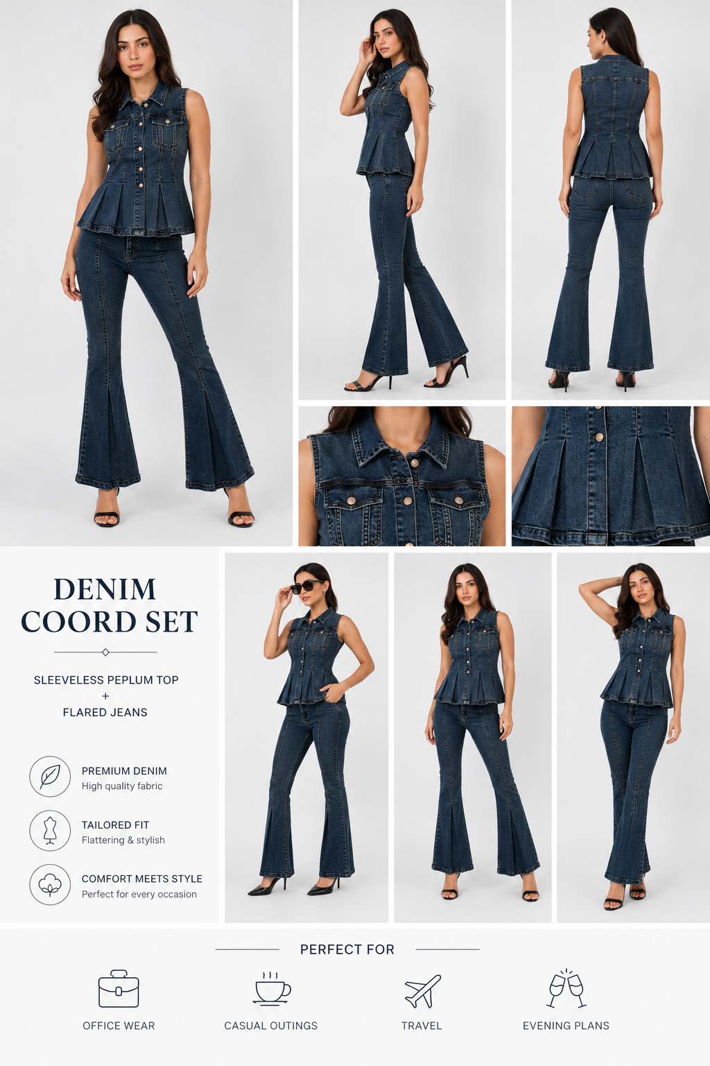 Denim Peplum Co-Ord Set