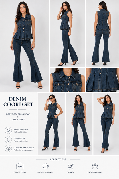 Denim Peplum Co-Ord Set