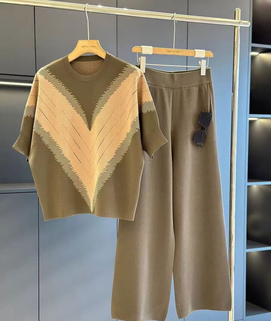 Chevron Knit Co-Ord Set – Premium Two-Piece Loungewear