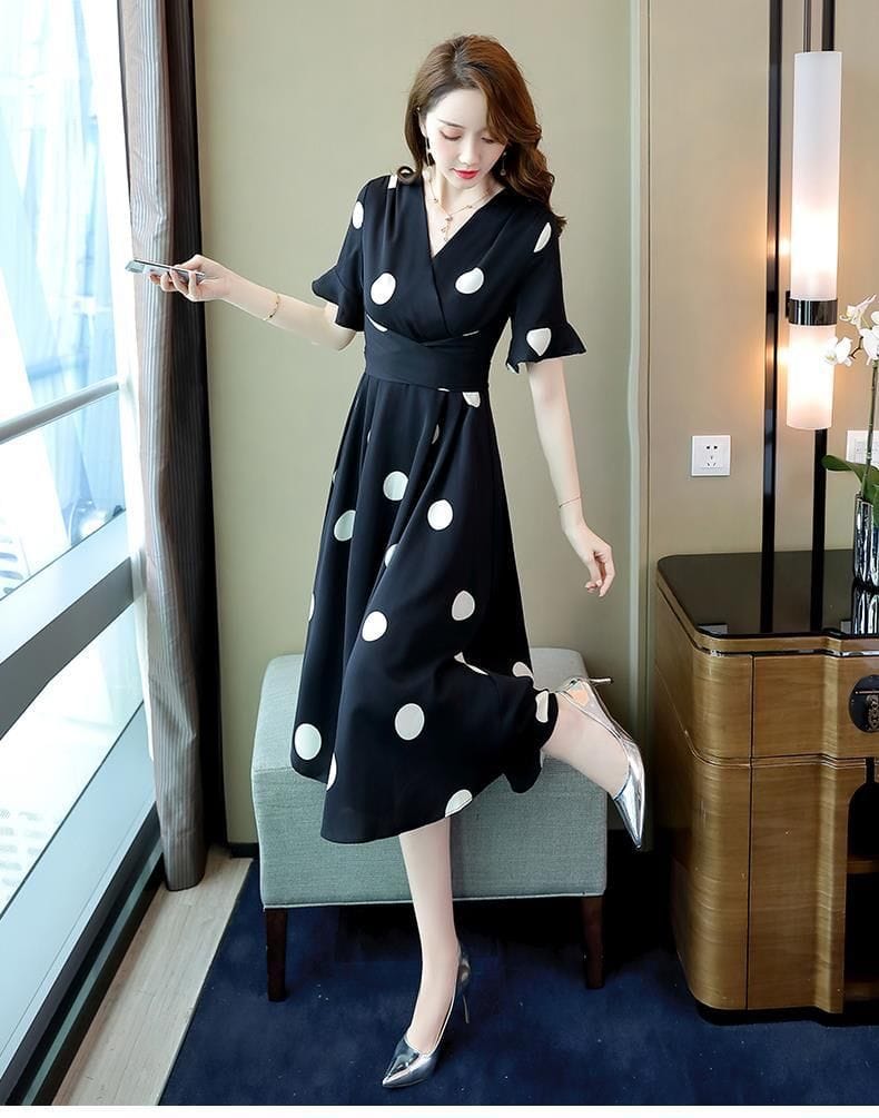 Serina Luxury Polka Dress