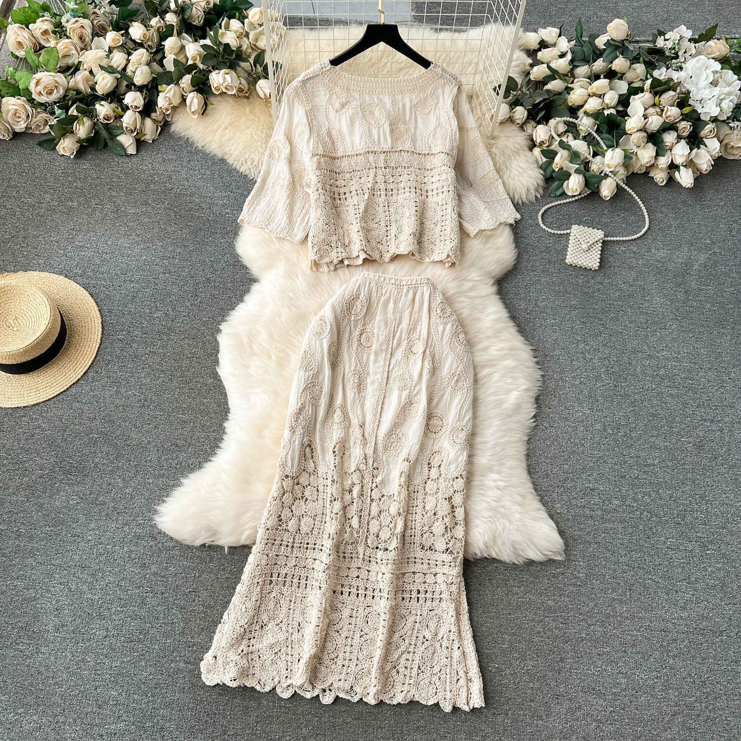 Tia Luxury Crochet Coord Set