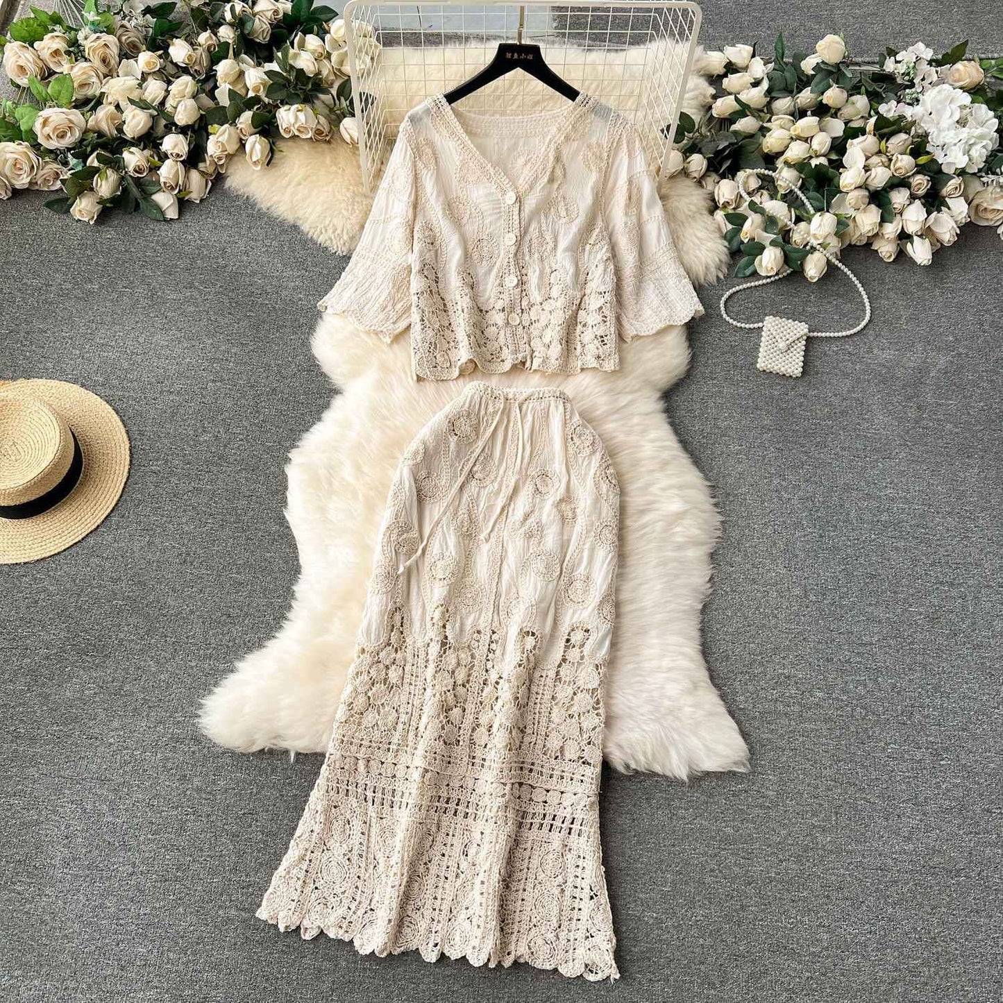 Tia Luxury Crochet Coord Set