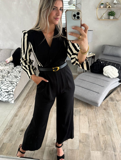 Gracy Luxury Jumpsuit for Women in banana crepe with belt - front view