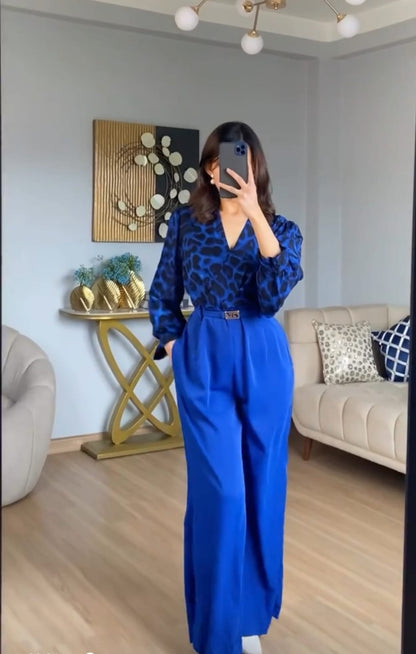 Stylish luxury jumpsuit with belt