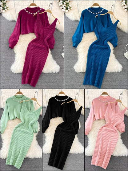 Woolen two piece dress