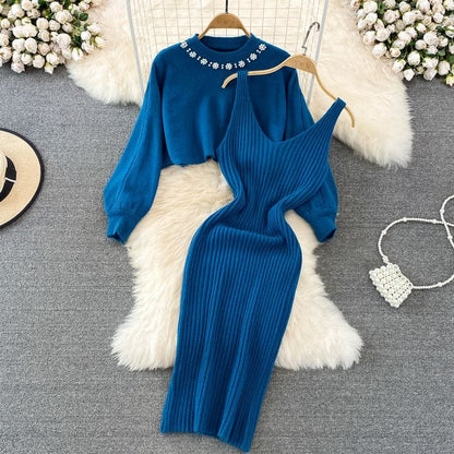 Woolen two piece dress