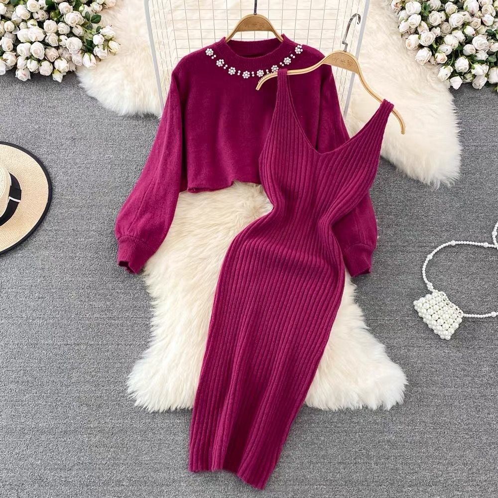 Woolen two piece dress