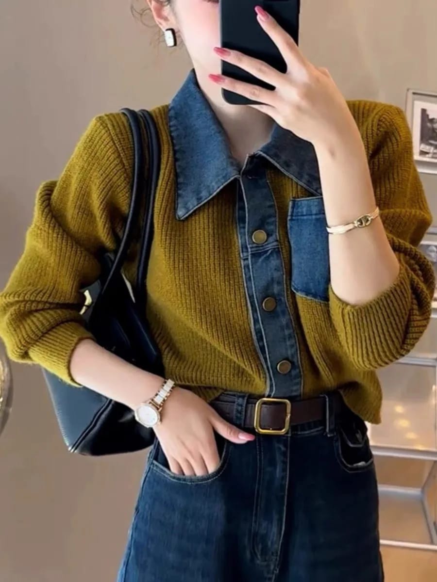 Style store denim sweater