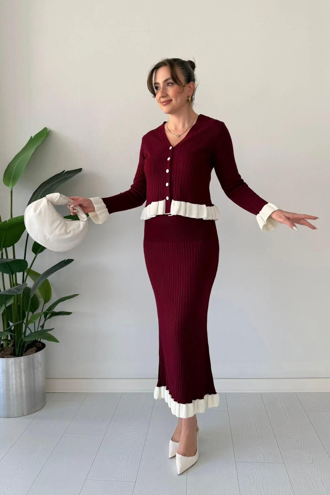 Stylestore knitted peplum skirt set