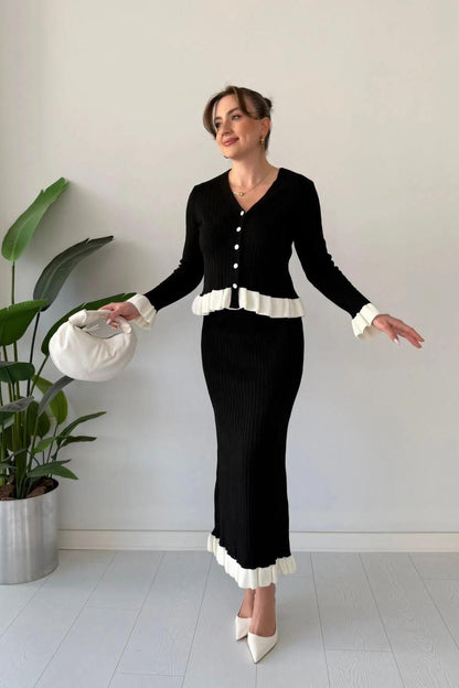 Stylestore knitted peplum skirt set