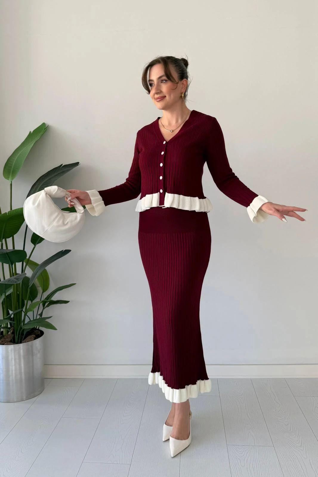 Stylestore knitted peplum skirt set