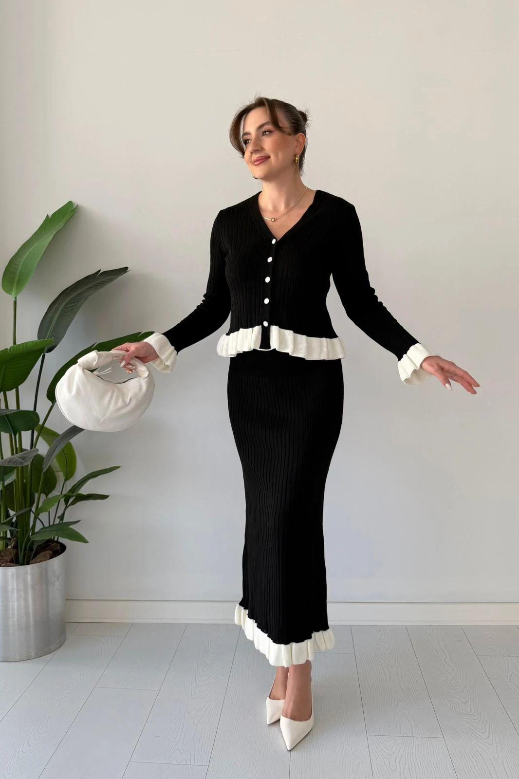 Stylestore knitted peplum skirt set