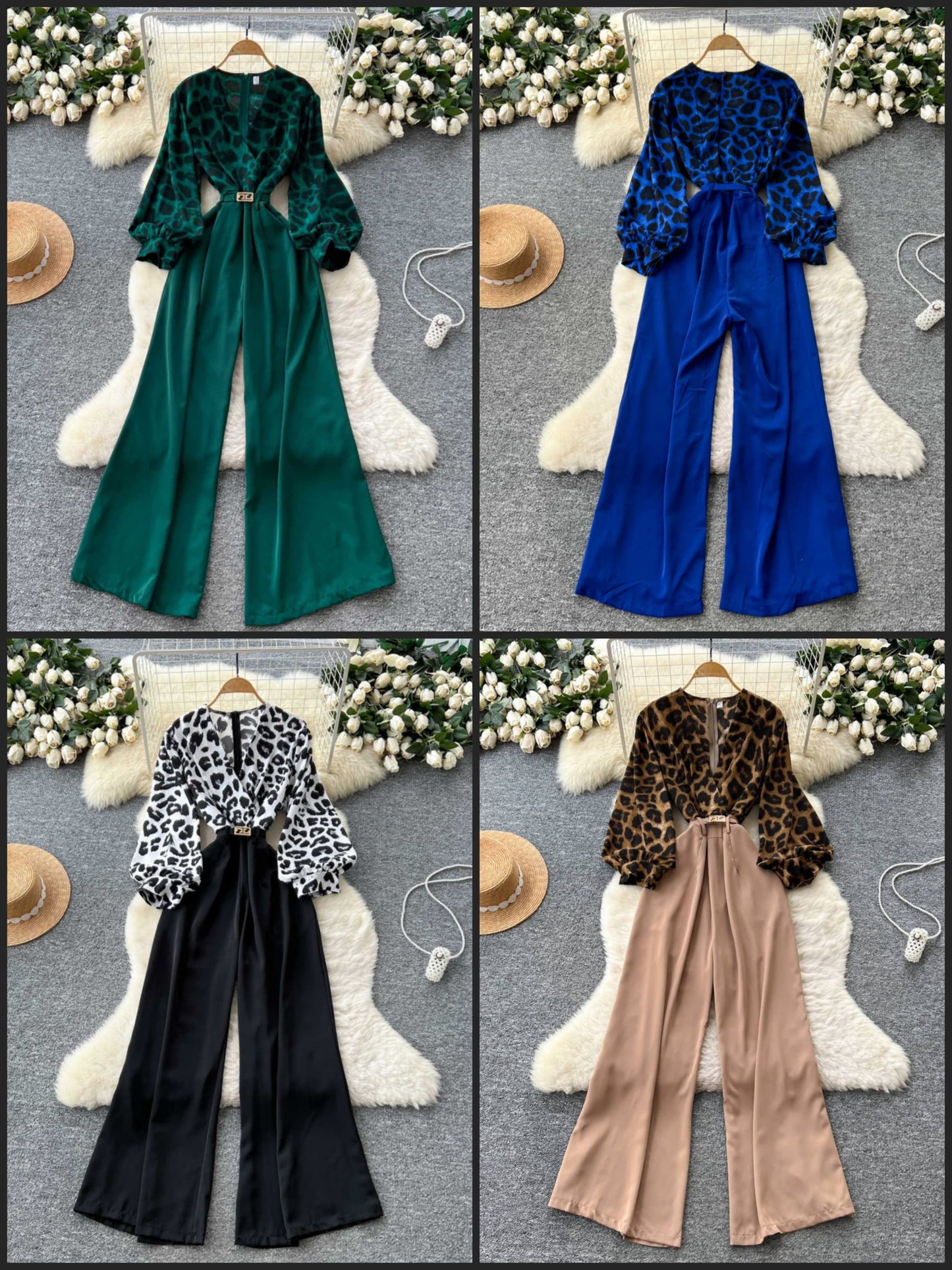 Stylish luxury jumpsuit with belt