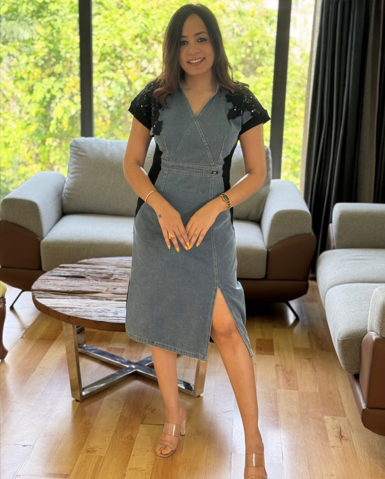 Luxury denim dress