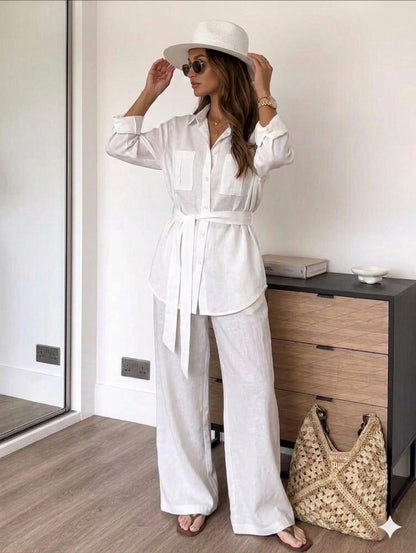 Bracy Luxury Co-Ord Set – Cotton Blend with Belt