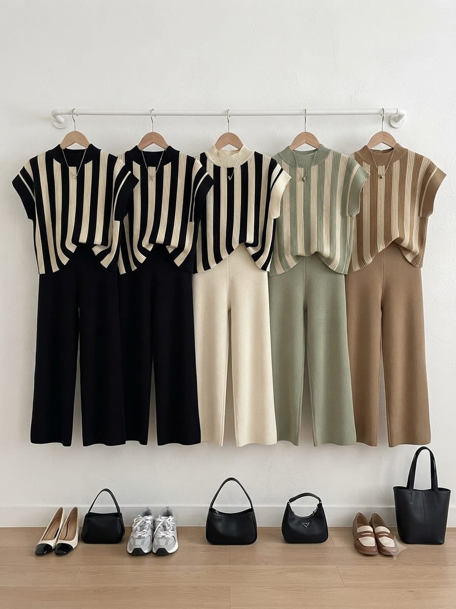 Striped Knit Co-Ord Set – Effortless Everyday Elegance