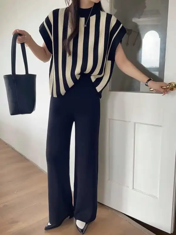 Striped Knit Co-Ord Set – Effortless Everyday Elegance