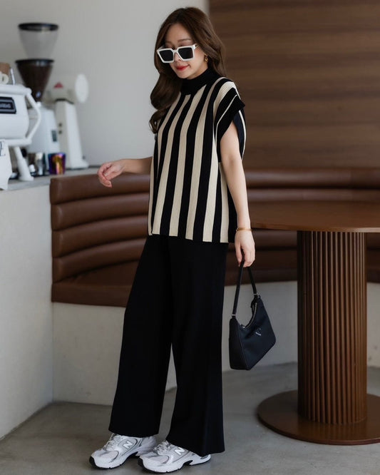 Striped Knit Co-Ord Set – Effortless Everyday Elegance