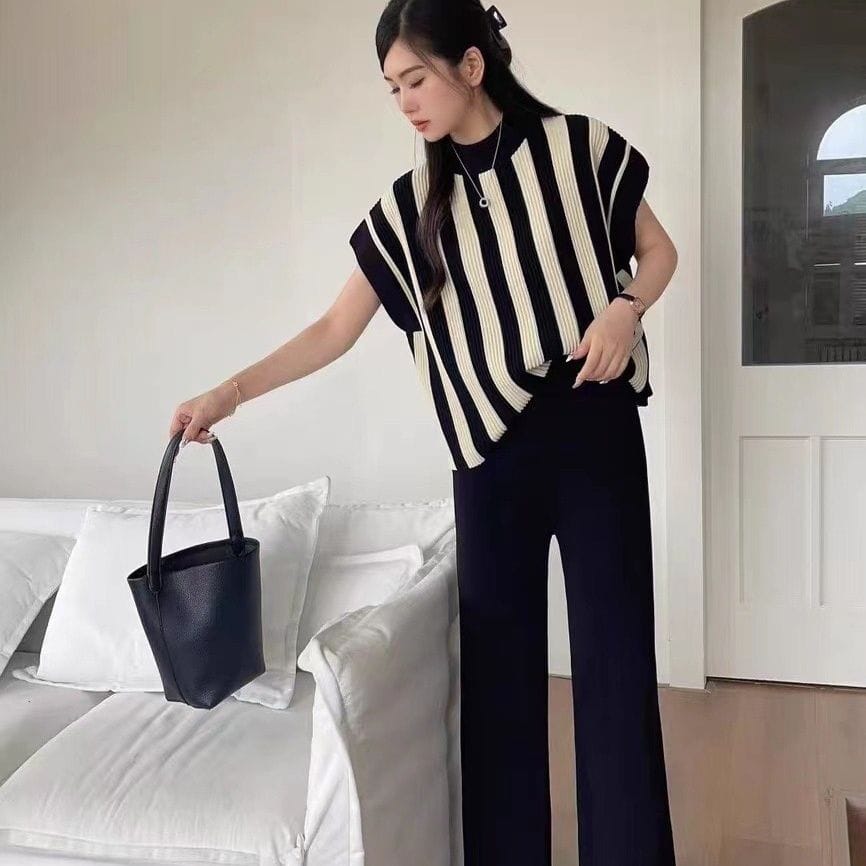 Striped Knit Co-Ord Set – Effortless Everyday Elegance