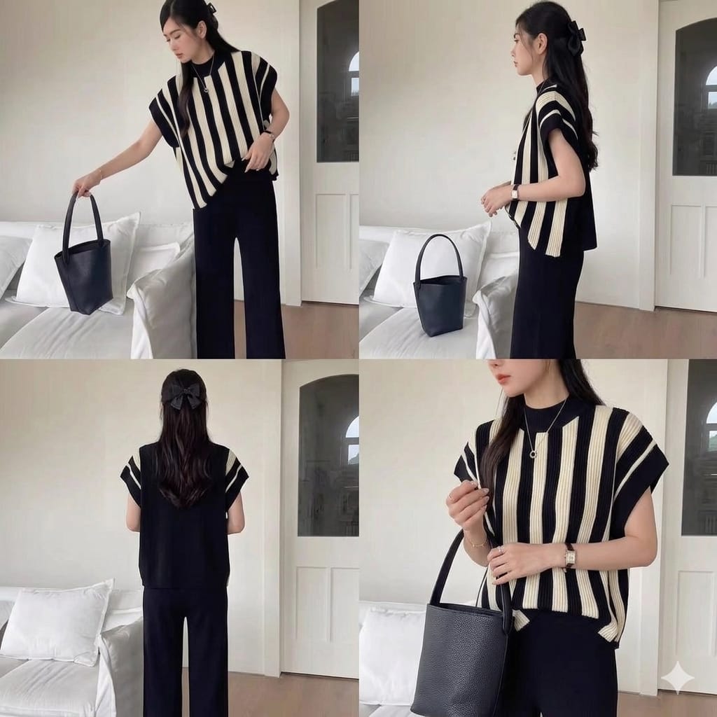 Striped Knit Co-Ord Set – Effortless Everyday Elegance