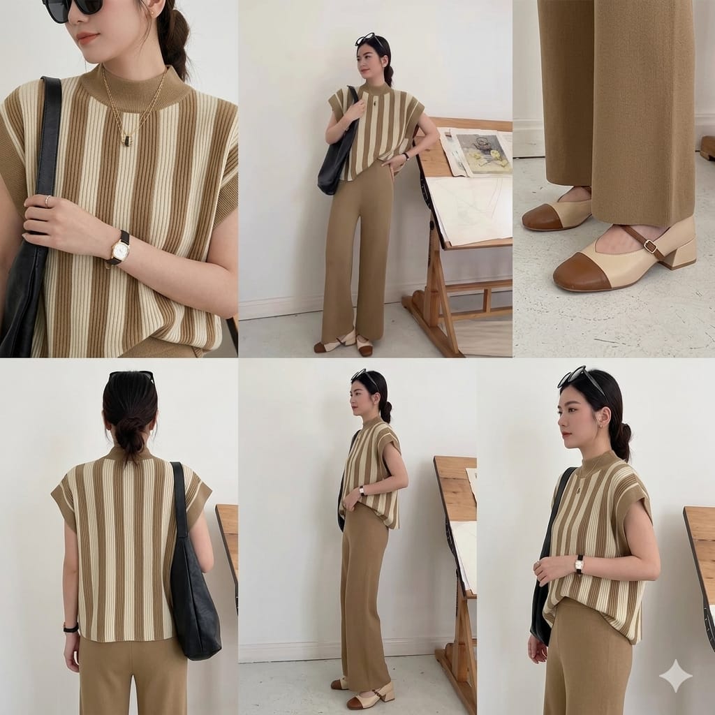 Striped Knit Co-Ord Set – Effortless Everyday Elegance