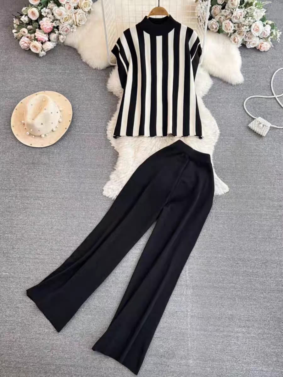 Striped Knit Co-Ord Set – Effortless Everyday Elegance