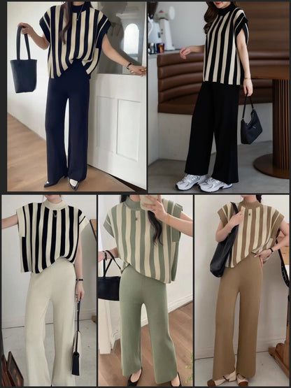 Striped Knit Co-Ord Set – Effortless Everyday Elegance