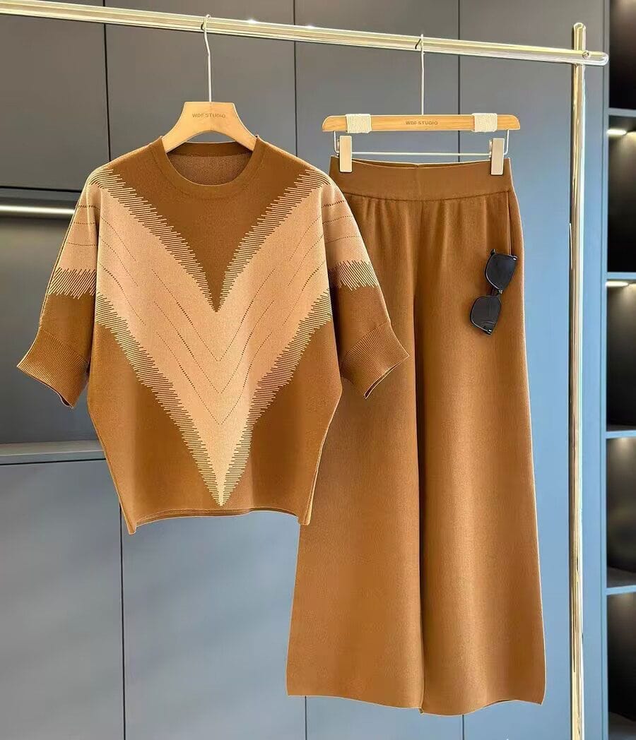 Chevron Knit Co-Ord Set – Premium Two-Piece Loungewear