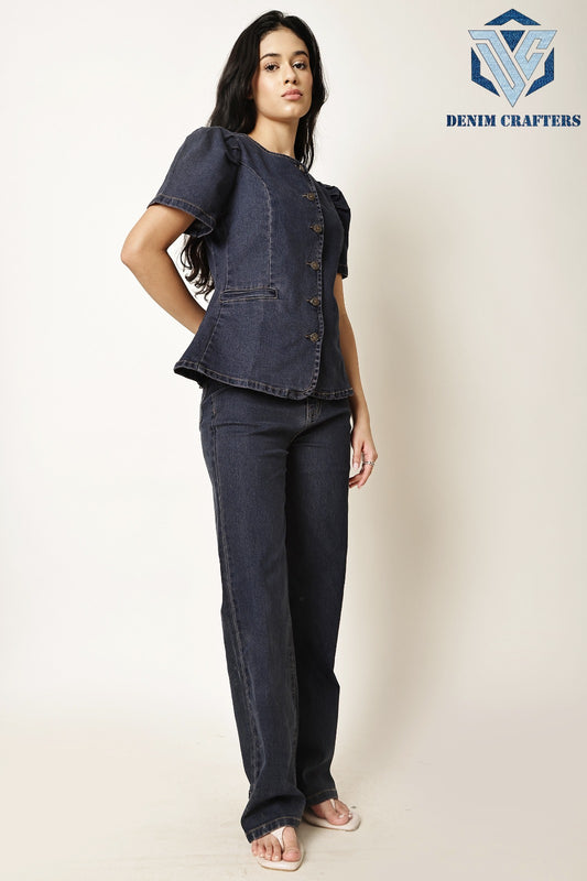 Midnight Denim Peplum Co-Ord Set