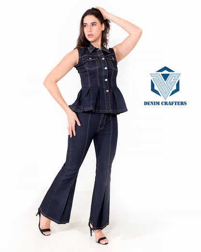 Denim Peplum Co-Ord Set