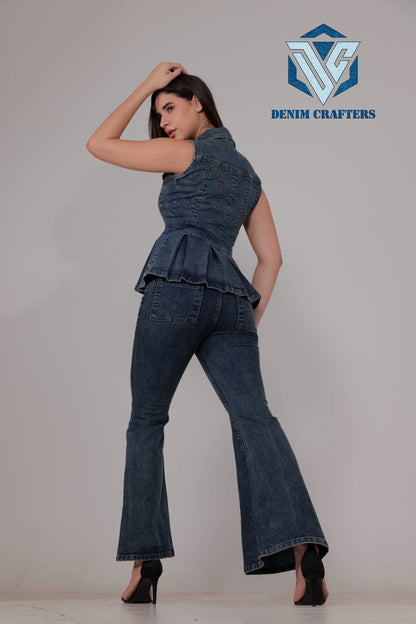 Denim Peplum Co-Ord Set