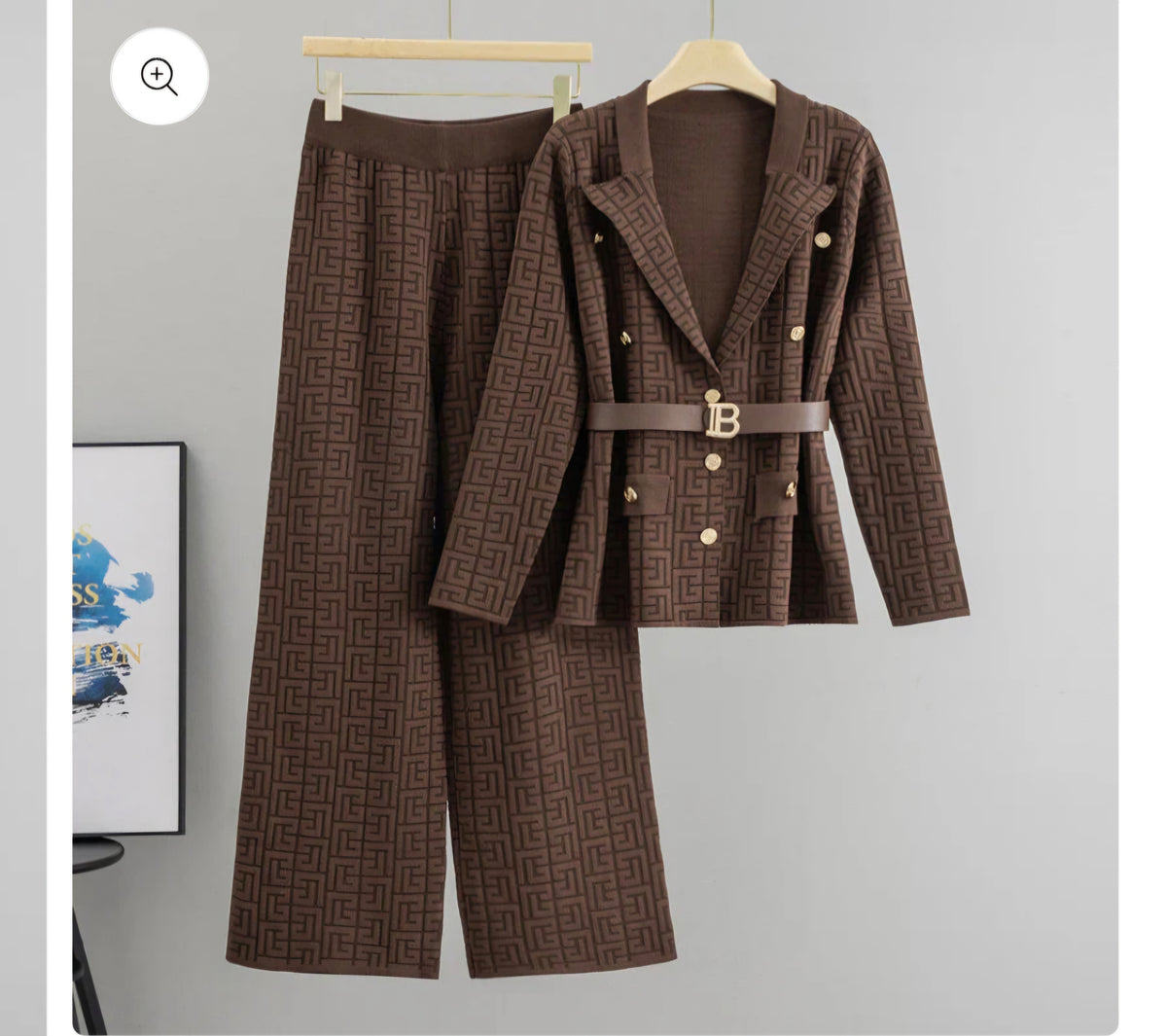 Women's luxury blazer set - premium quality fabric detail shot