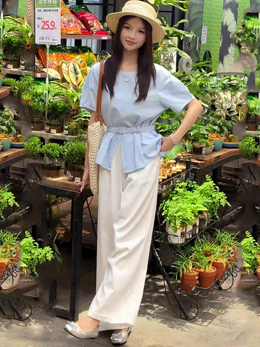 Imported linen cordset with belt Freesize