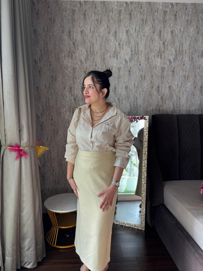 Two piece skirt and shirt formal set