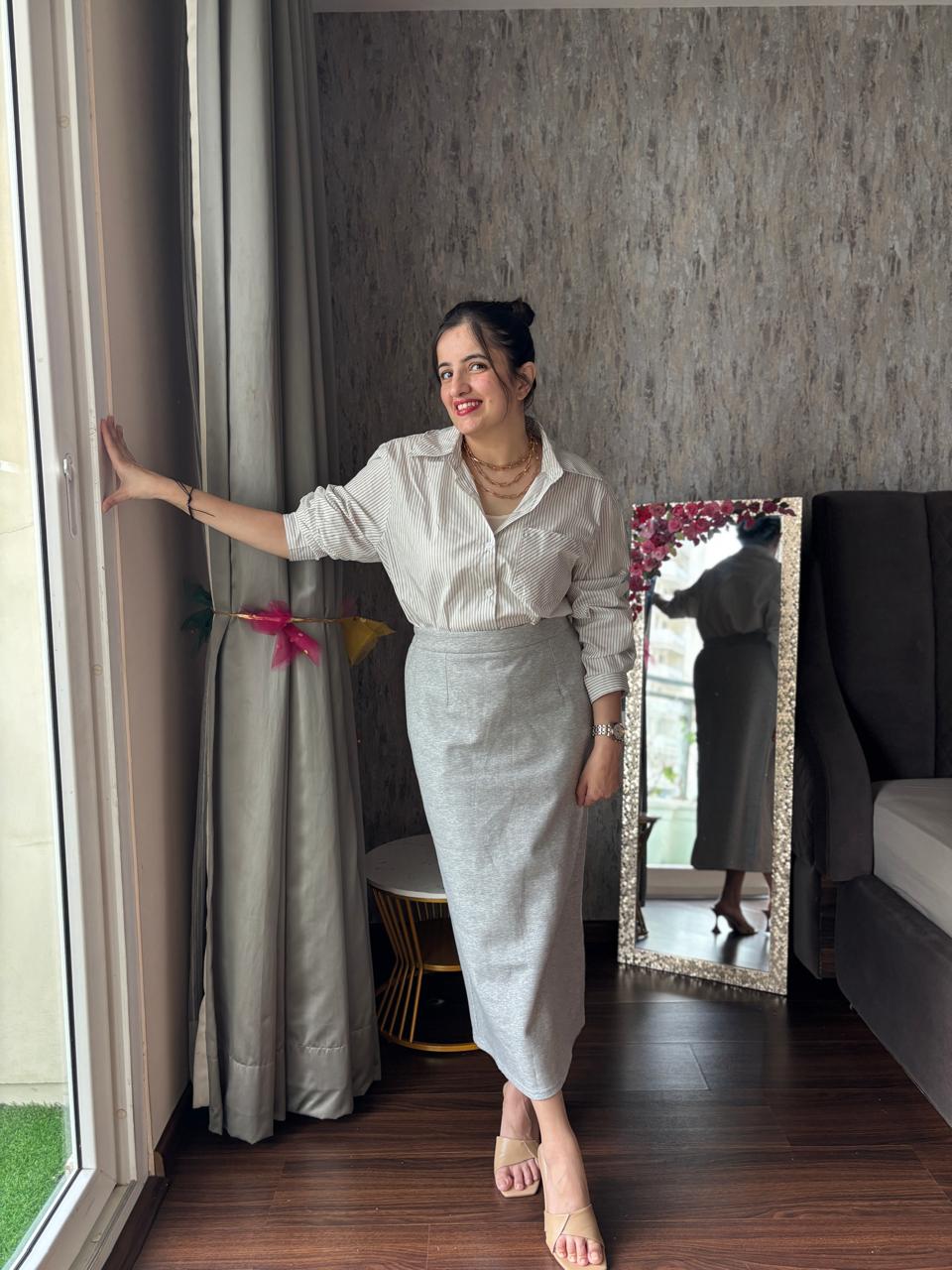 Two piece skirt and shirt formal set