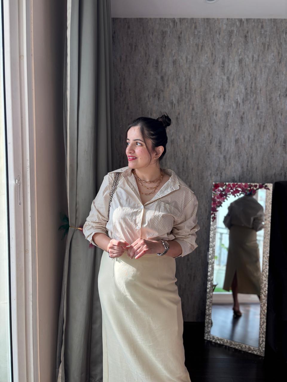 Two piece skirt and shirt formal set