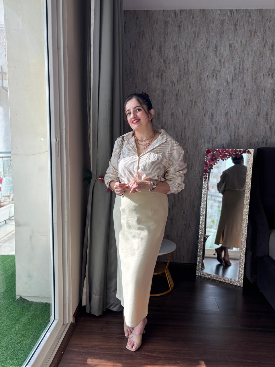 Two piece skirt and shirt formal set