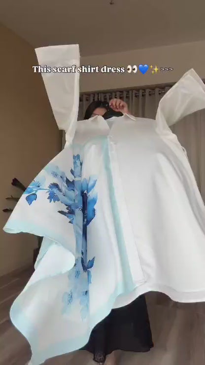 Stylish luxury scarf shirt dress